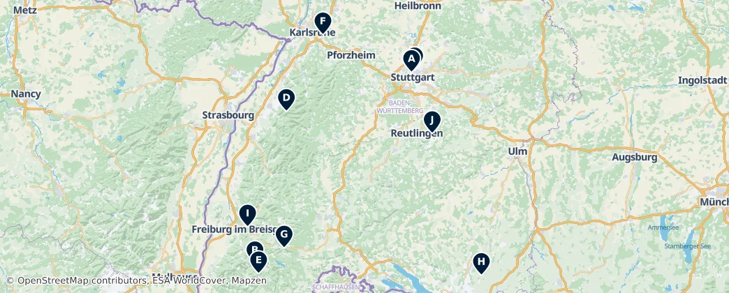 Map of Baden-Württemberg