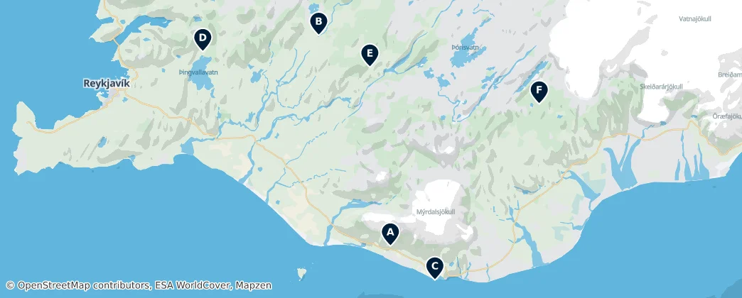 Map of Suðurland