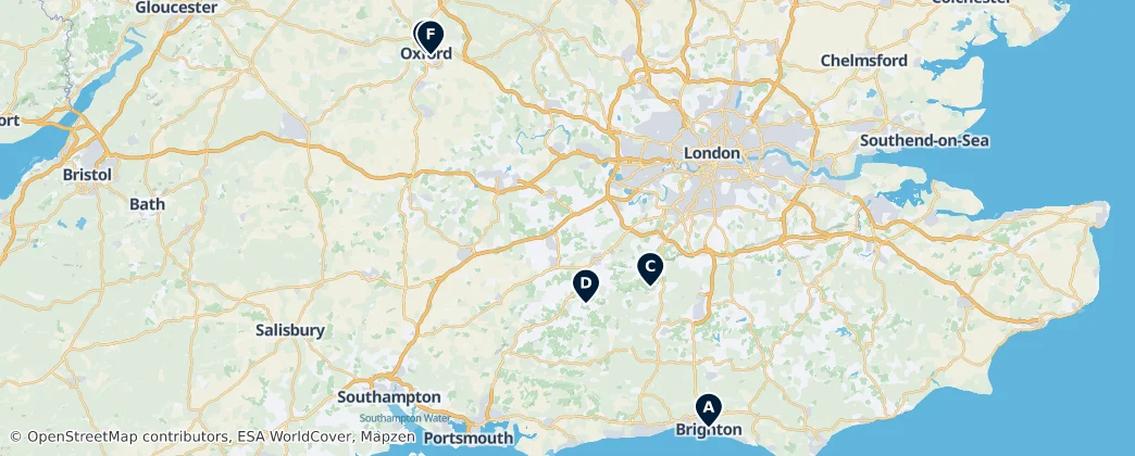 Map of South East England