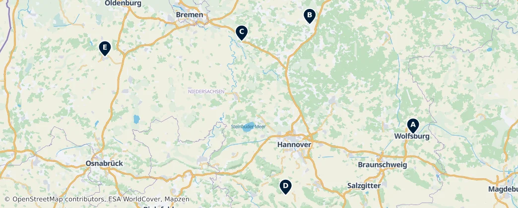 Map of Niedersachsen