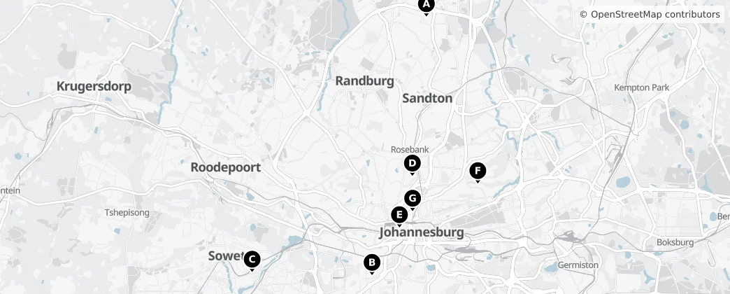 Map of City of Johannesburg Metropolitan Municipality