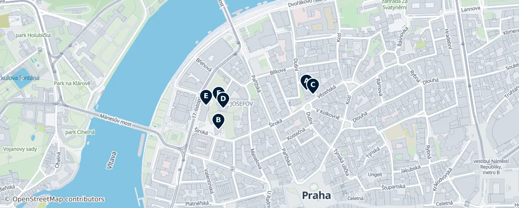 Map of Jüdisches Viertel Josefov