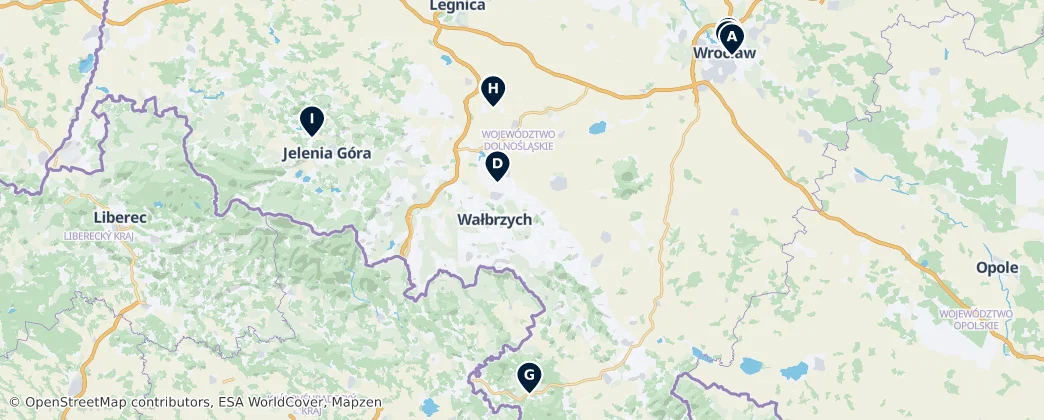 Map of Woiwodschaft Niederschlesien