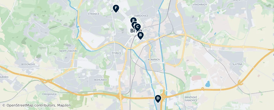 Map of Okres Brno-město