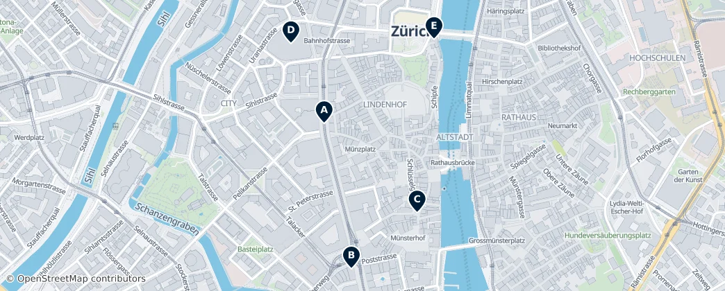 Map of Bezirk Zürich