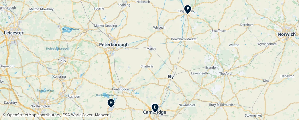 Map of East of England