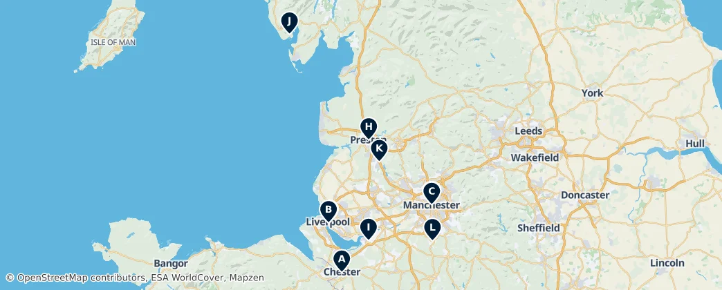 Map of North West England
