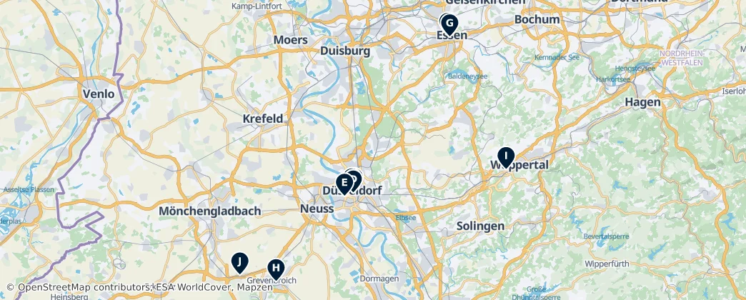 Map of Regierungsbezirk Düsseldorf