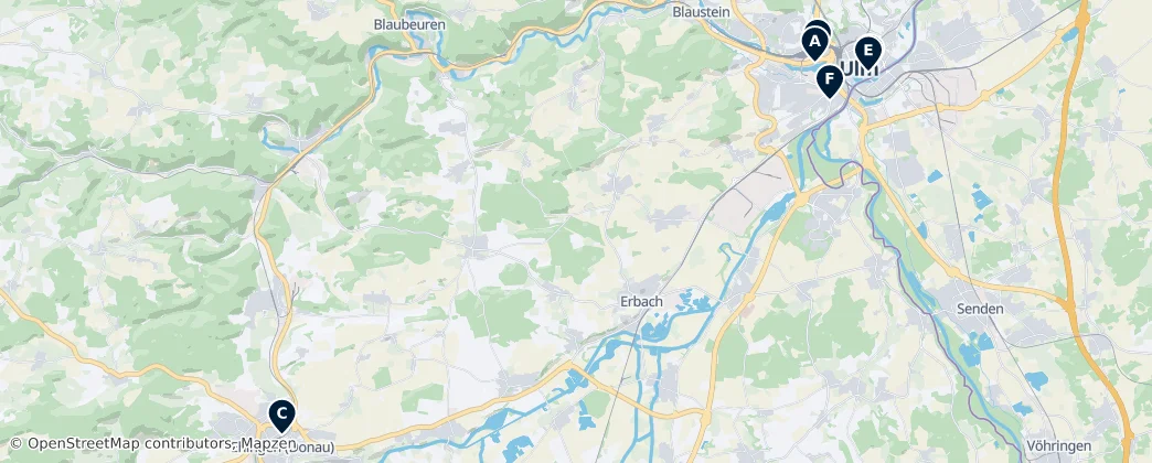 Map of Regierungsbezirk Tübingen