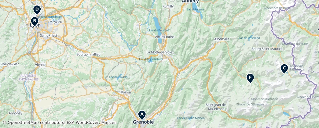 Map of Auvergne-Rhône-Alpes