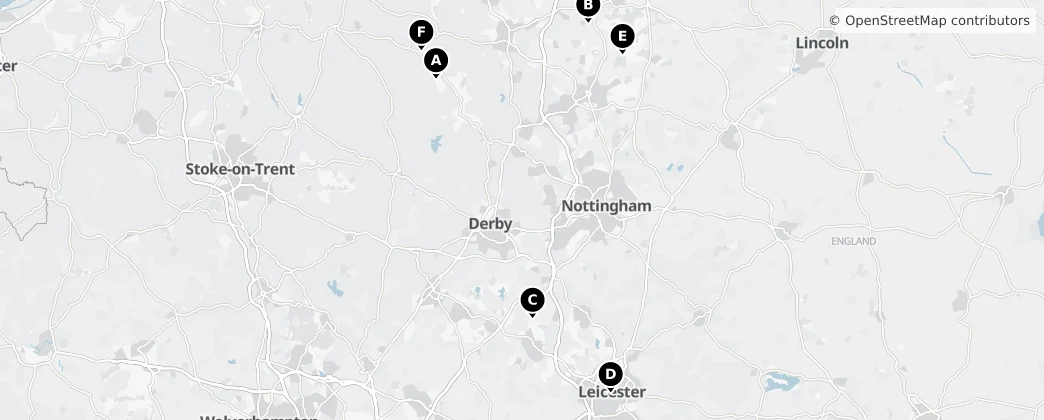 Map of East Midlands
