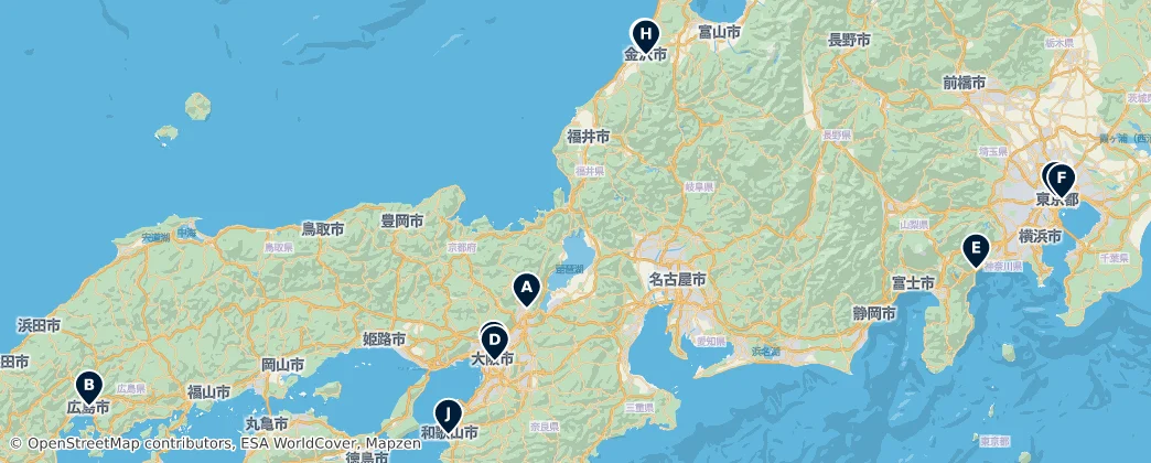 Map of Honshū