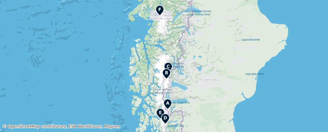 Map of Región Patagónica