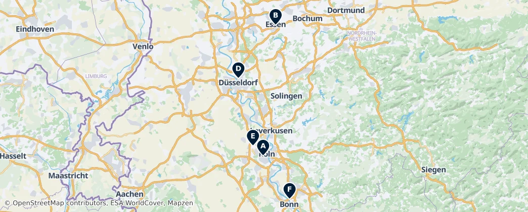 Map of Nordrhein-Westfalen