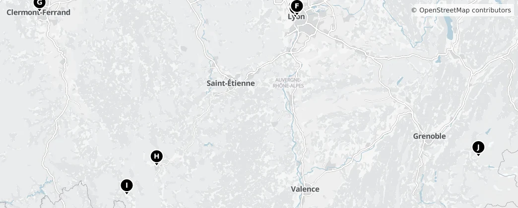 Map of Auvergne-Rhône-Alpes