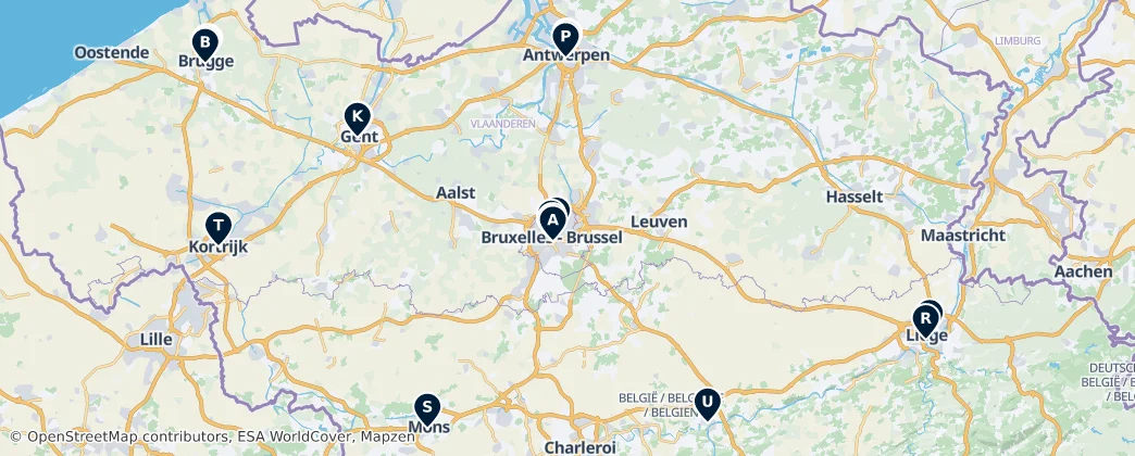Map of België / Belgique / Belgien (land mass)