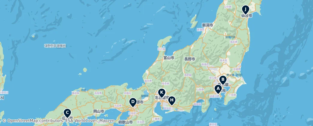 Map of Honshū