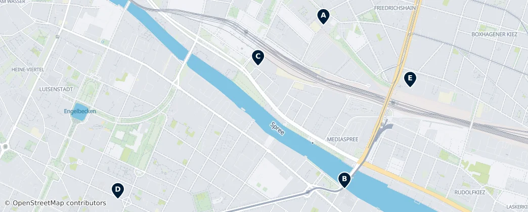 Map of Bezirk Friedrichshain-Kreuzberg
