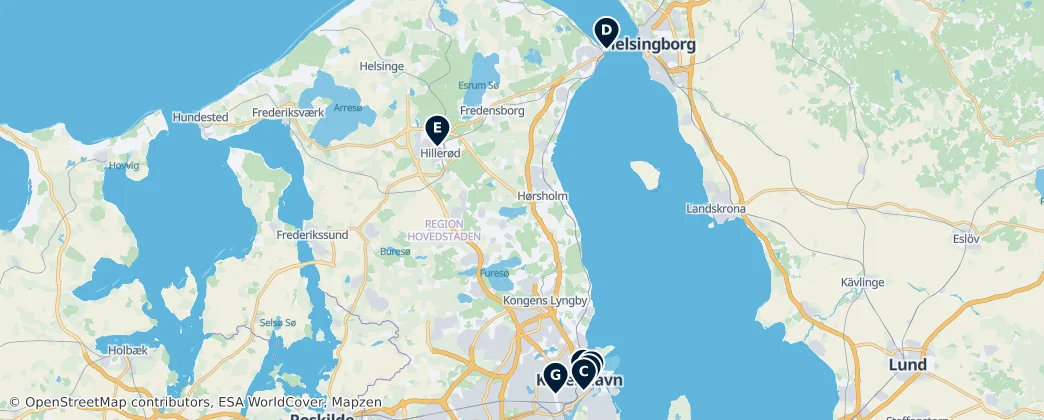Map of Region Hovedstaden