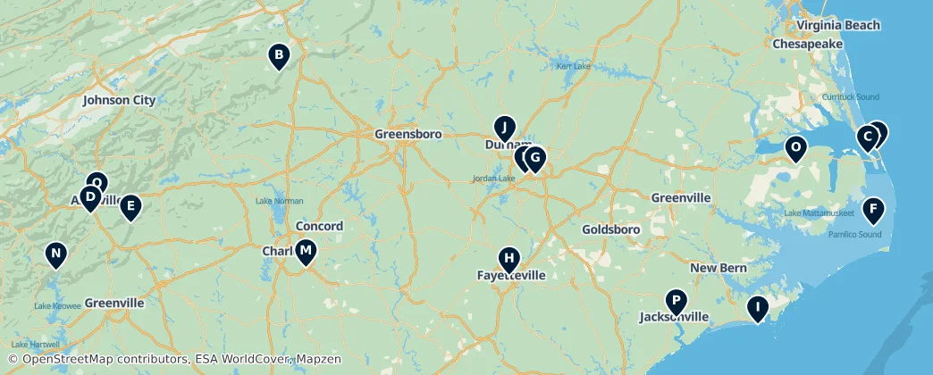 Map of Nord-Carolina