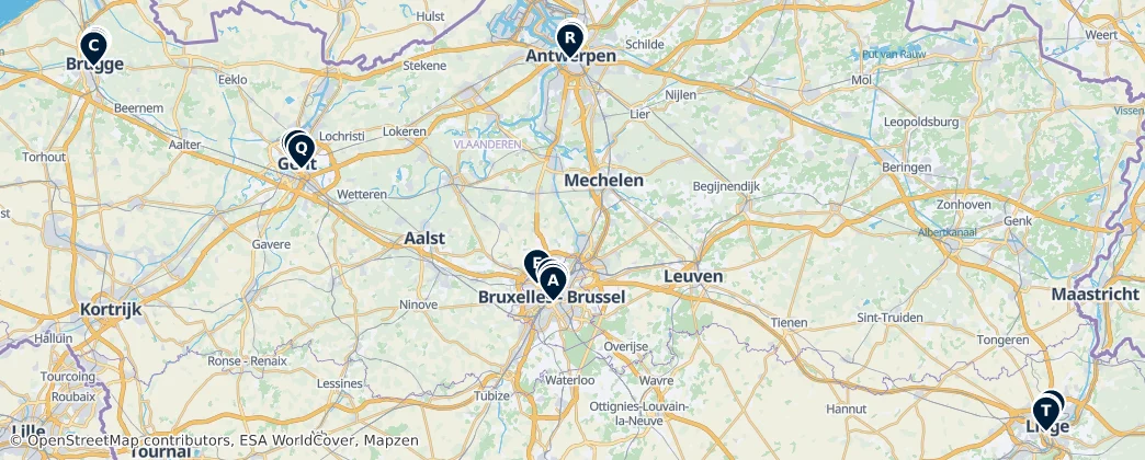 Map of België / Belgique / Belgien (land mass)