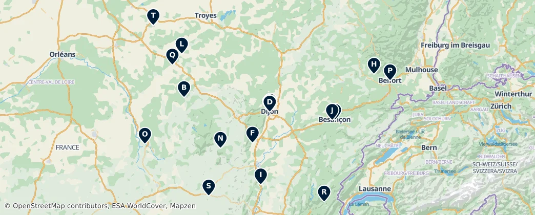 Map of Burgund und Freigrafschaft