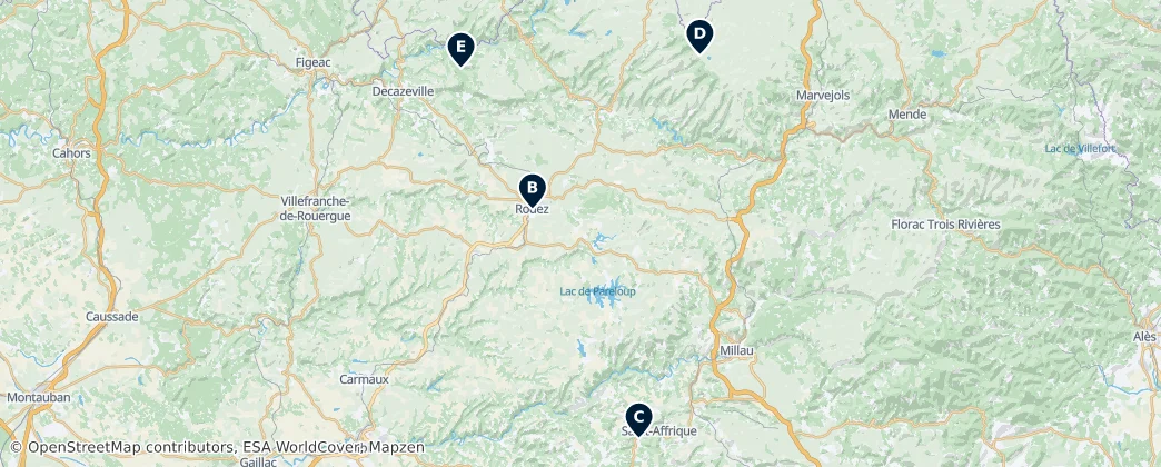 Map of Département Aveyron