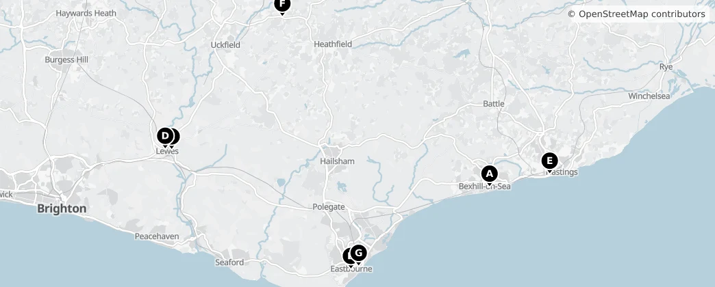 Map of East Sussex