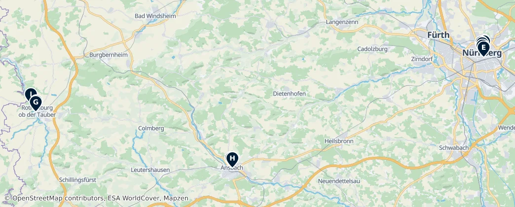 Map of Mittelfranken