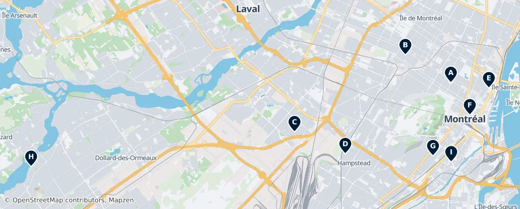 Map of Agglomeration Montreal