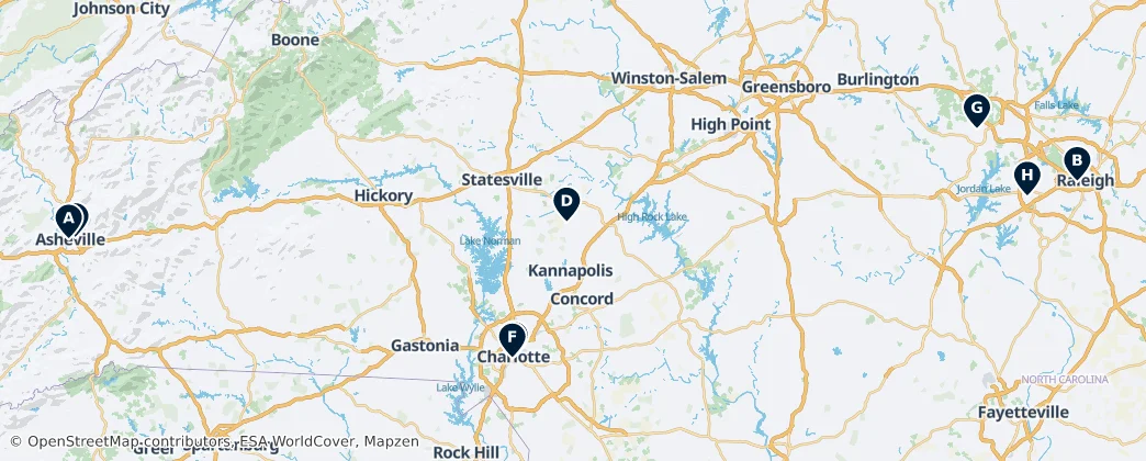 Map of Nord-Carolina