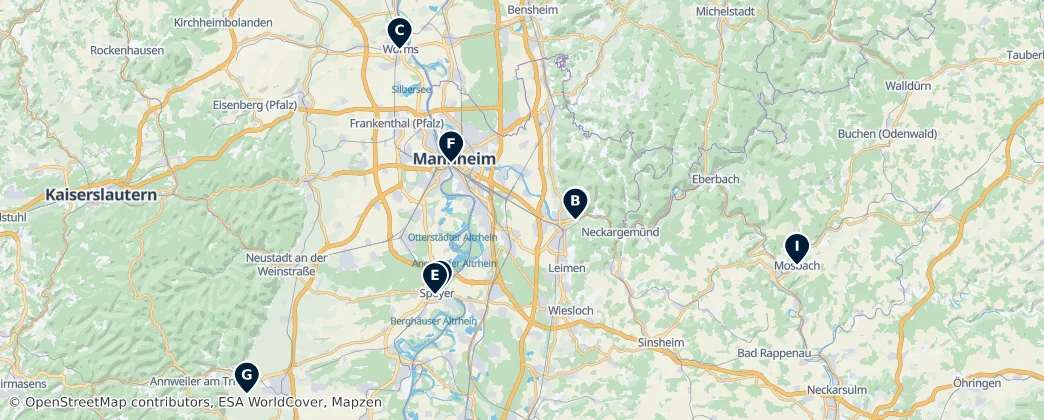 Map of Region Rhein-Neckar