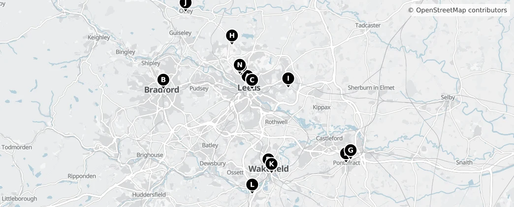 Map of West Yorkshire
