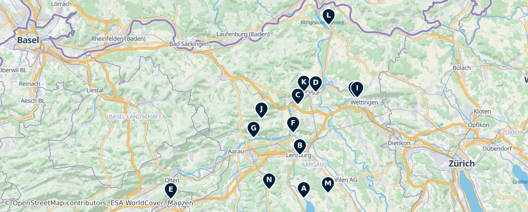 Map of Aargau