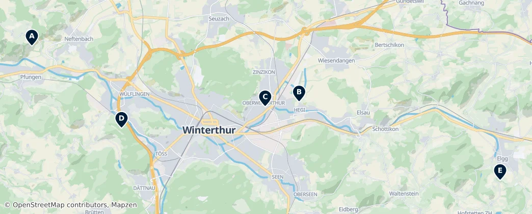 Map of Bezirk Winterthur