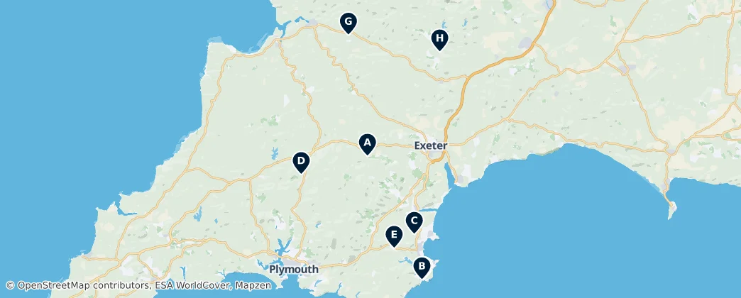 Map of Devon
