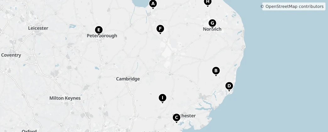 Map of East of England