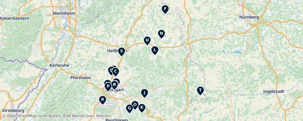 Map of Regierungsbezirk Stuttgart
