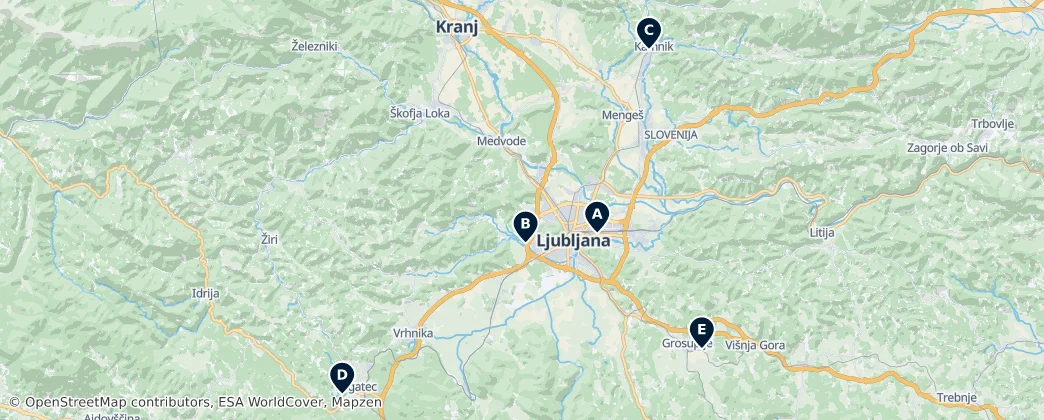 Map of Zentralslowenien