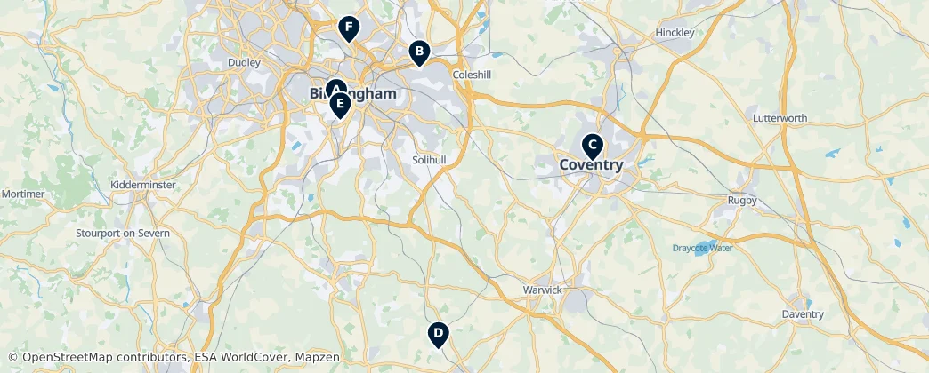 Map of West Midlands