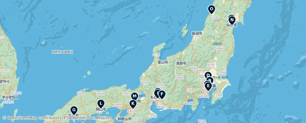 Map of Honshū