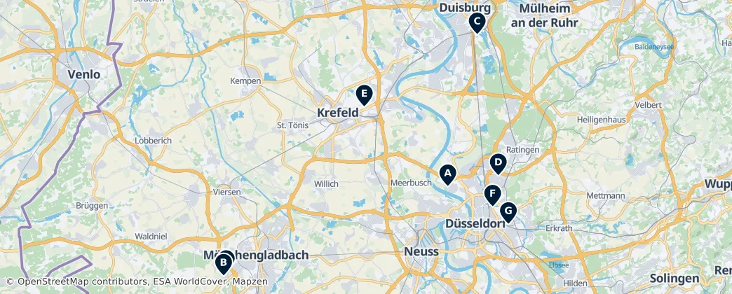 Map of Regierungsbezirk Düsseldorf