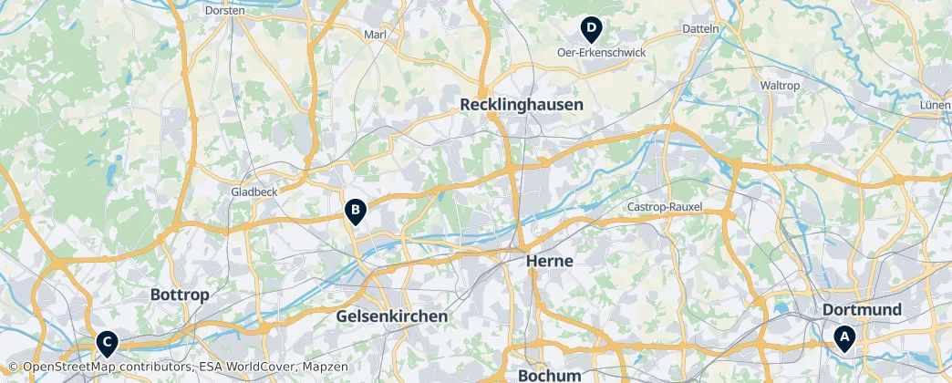Map of Ruhrgebiet