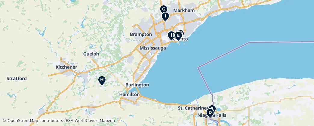 Map of Golden Horseshoe