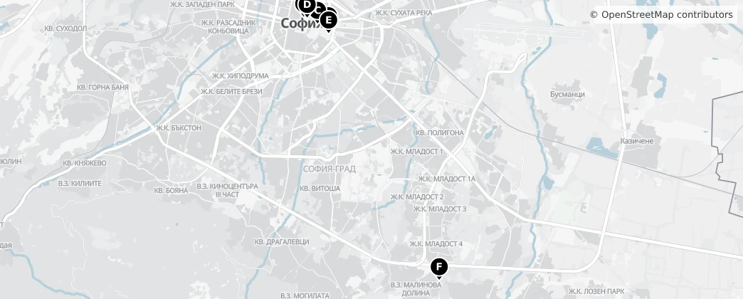 Map of Oblast Sofia-Stadt