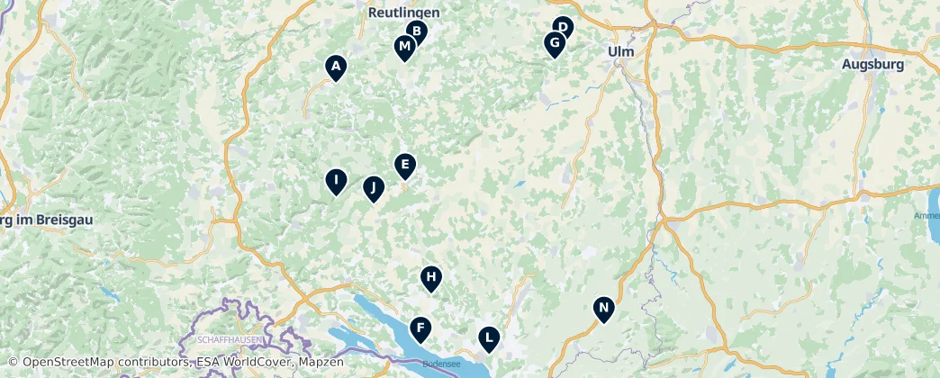 Map of Regierungsbezirk Tübingen
