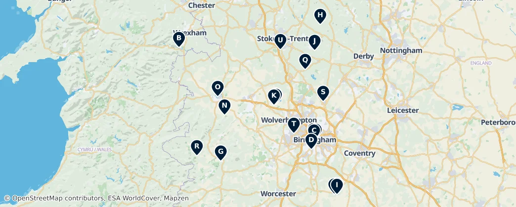 Map of West Midlands