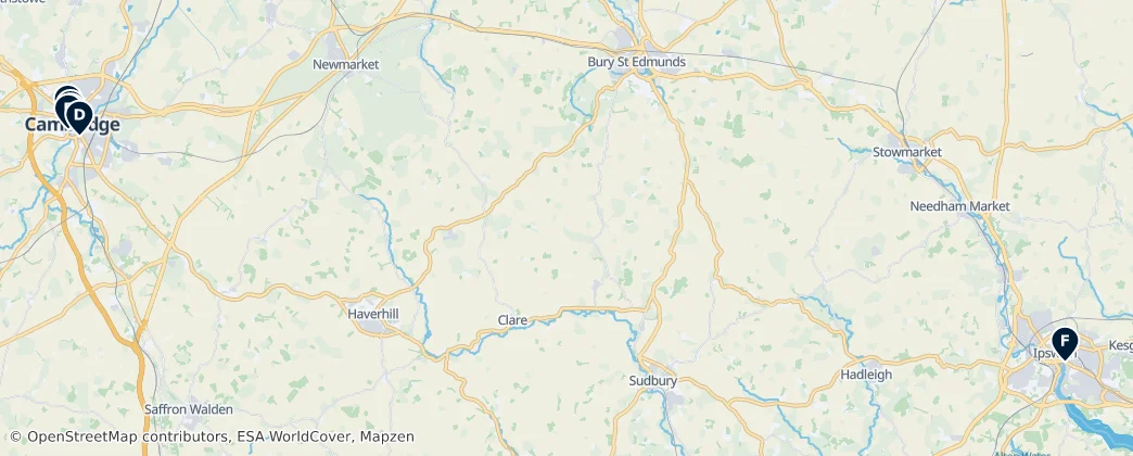 Map of East of England
