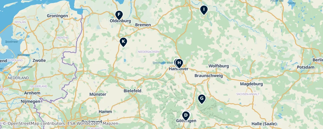 Map of Niedersachsen