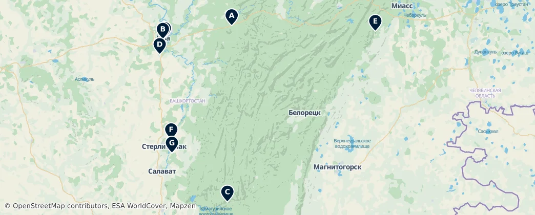 Map of Baschkortostan